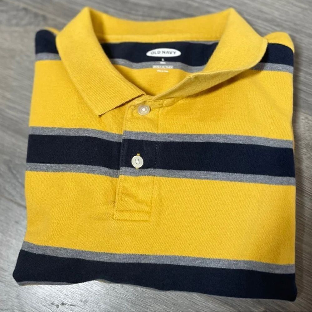 Old Navy Yellow & Blue Stripes Casual Short Sleeve Shirt Men’s Large Tall EPC